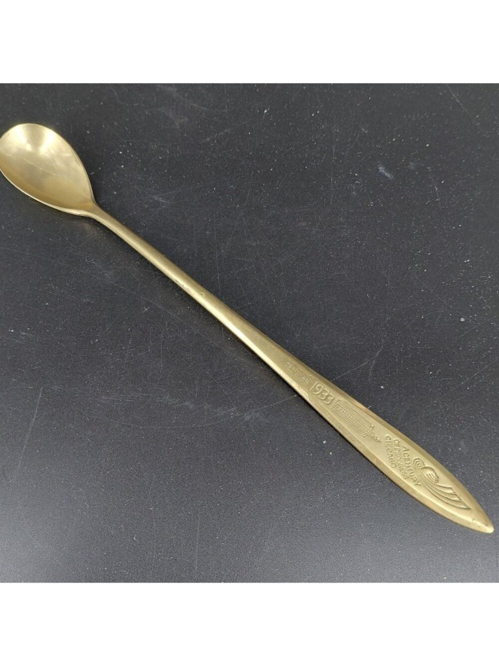 Vintage Dirigold 1933 Century Of Progress Chicago Souvenir Spoon Worlds Fair